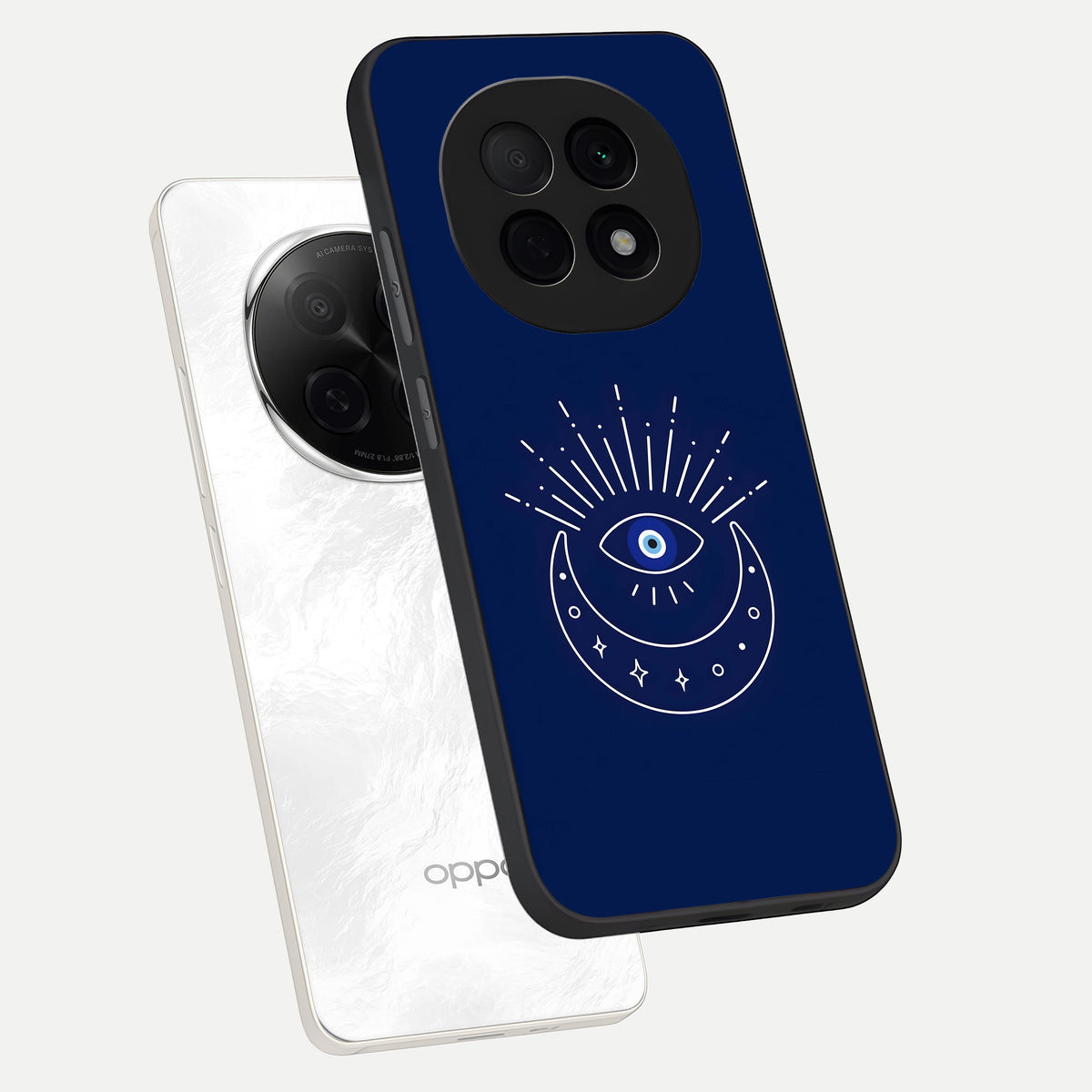  Blue Evil Eye phone case For Oppo F29 Pro 5G showing premium glass back cover with detailed artwork