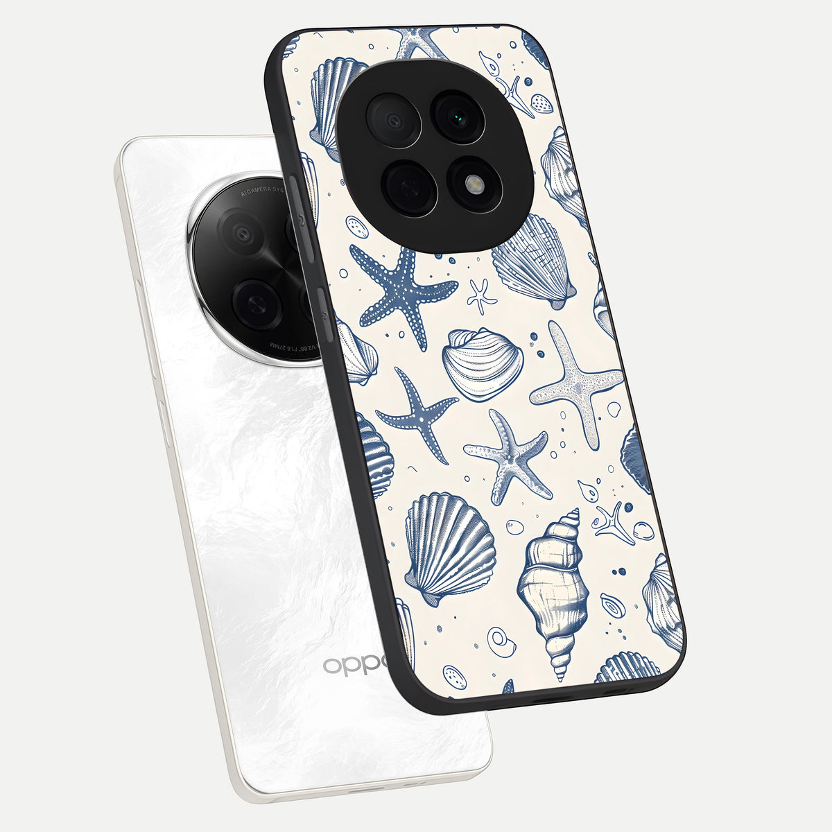  Blue Ocean Outline phone case For Oppo F29 Pro 5G showing premium glass back cover with detailed artwork