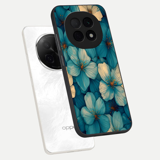  Blue Shade Floral phone case For Oppo F29 Pro 5G showing premium glass back cover with detailed artwork