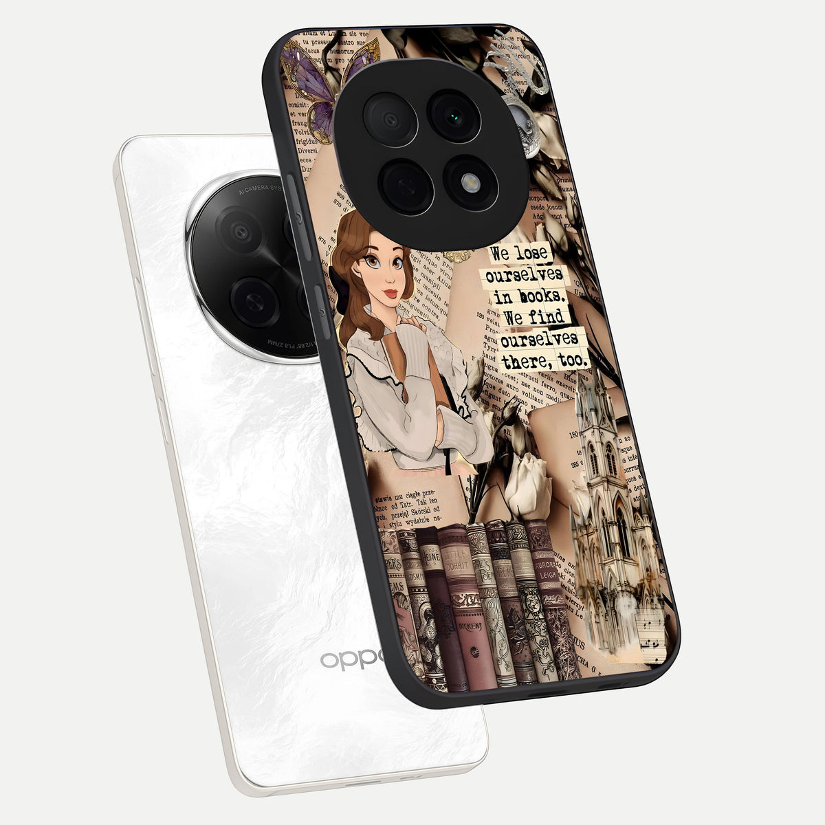  Bookish Dream World phone case For Oppo F29 Pro 5G showing premium glass back cover with detailed artwork
