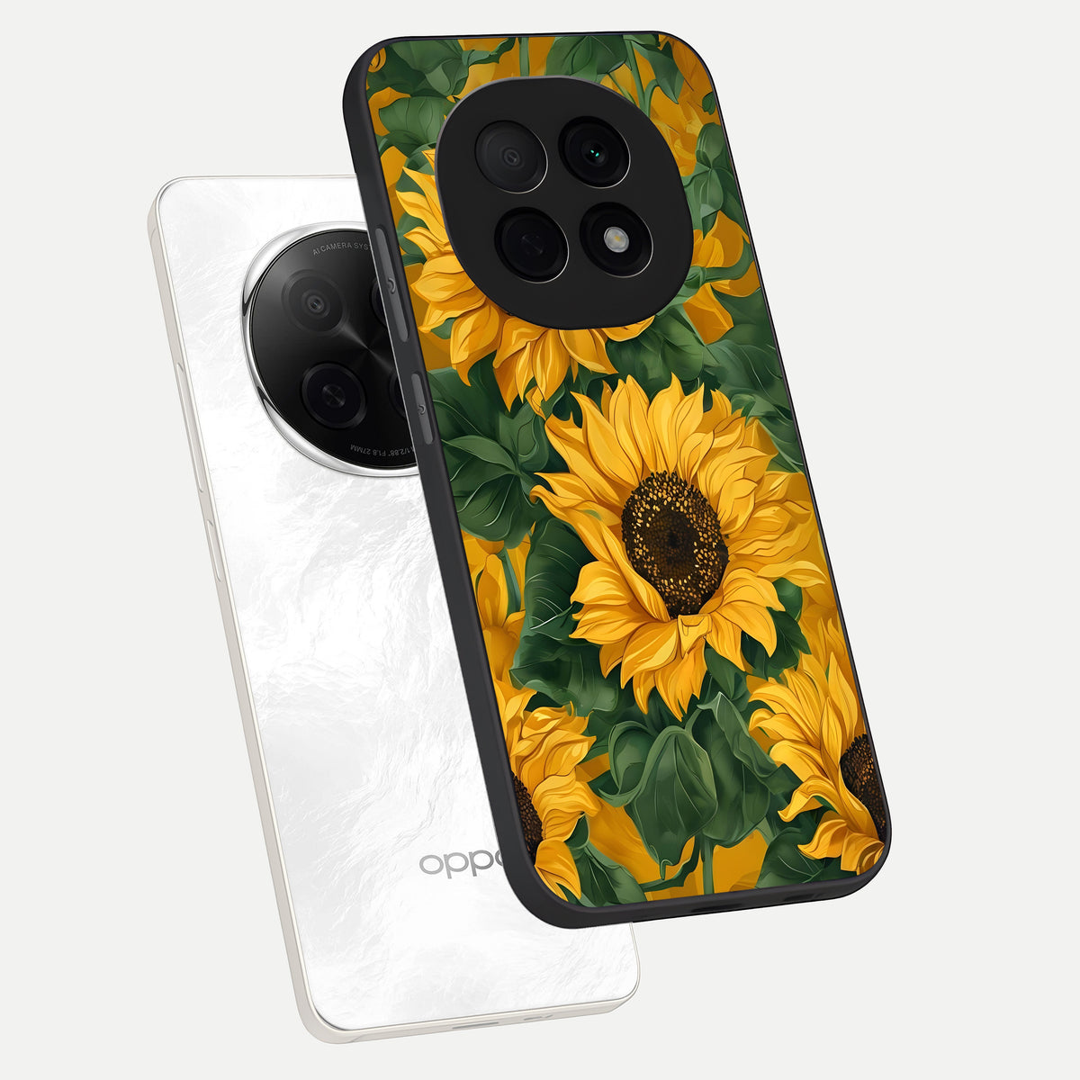 Bright Sunflower Bloom phone case For Oppo F29 Pro 5G showing premium glass back cover with detailed artwork