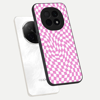  Bubblegum Check Wave phone case For Oppo F29 Pro 5G showing premium glass back cover with detailed artwork