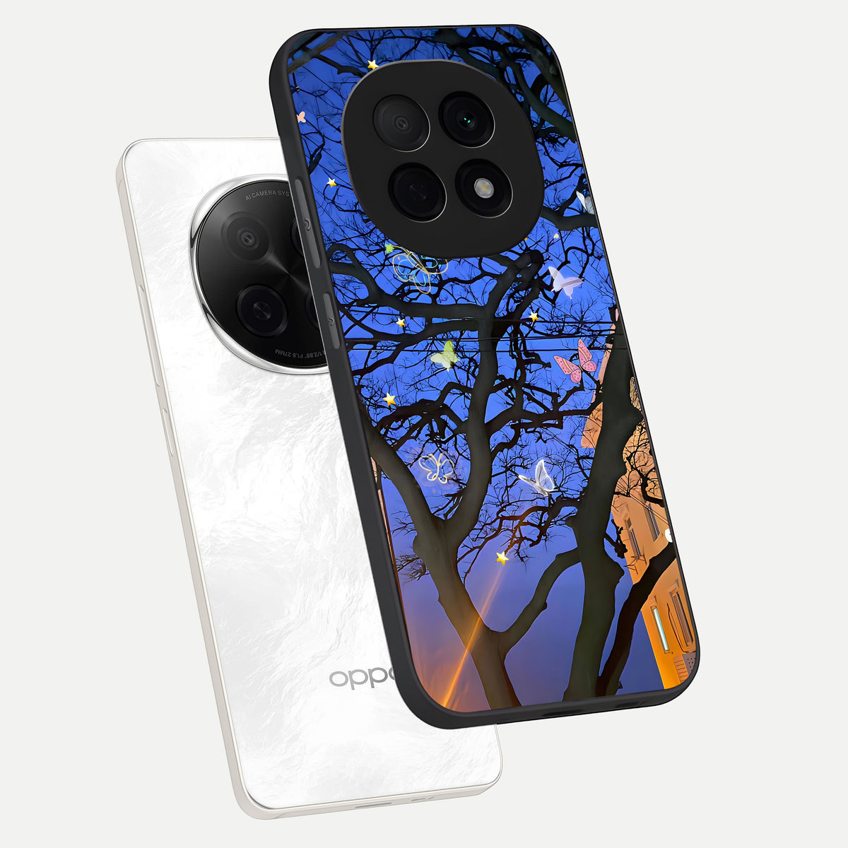  Butterfly Night Magic phone case For Oppo F29 Pro 5G showing premium glass back cover with detailed artwork