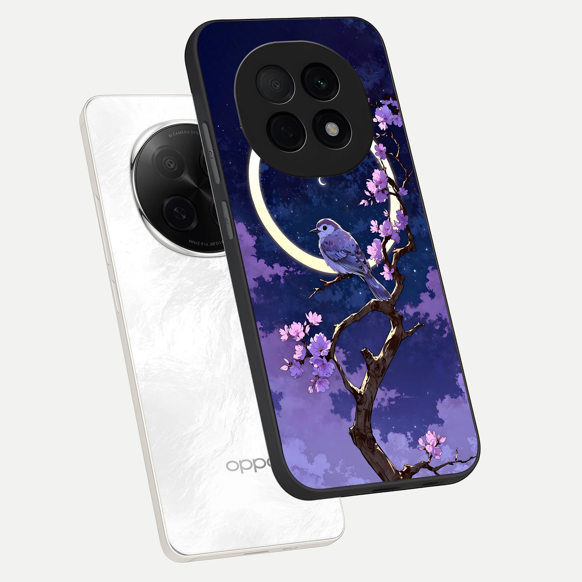  Celestial Bird Blossom phone case For Oppo F29 Pro 5G showing premium glass back cover with detailed artwork