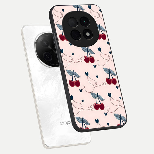  Cherry Heart Line phone case For Oppo F29 Pro 5G showing premium glass back cover with detailed artwork