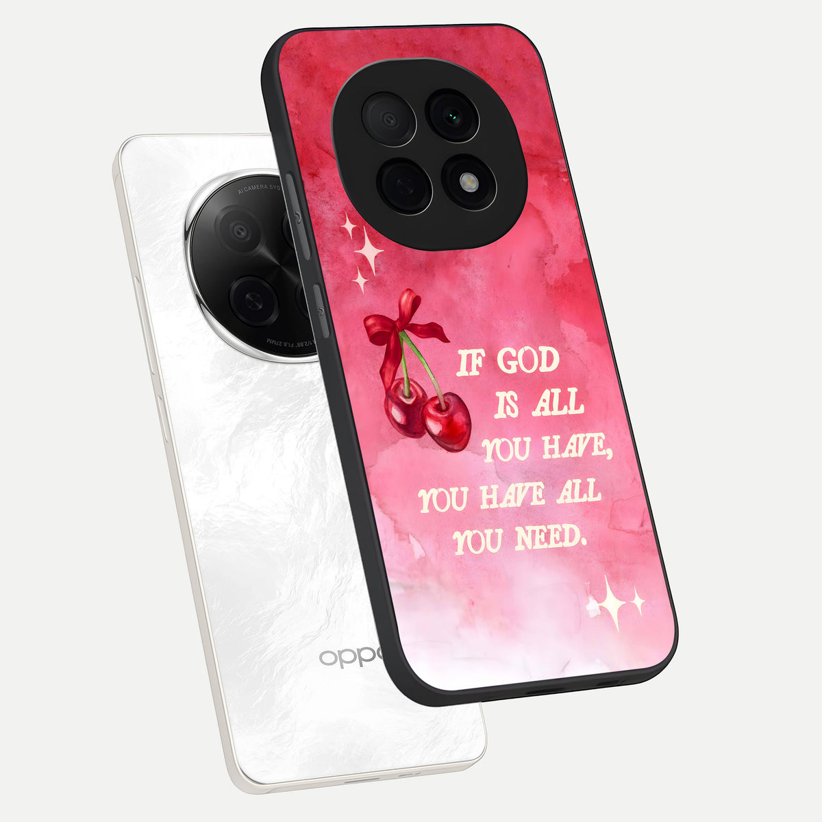  Cherry Quote phone case For Oppo F29 Pro 5G showing premium glass back cover with detailed artwork