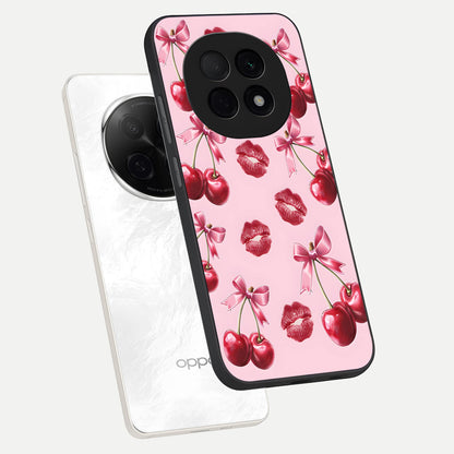  Cherry With Lips phone case For Oppo F29 Pro 5G showing premium glass back cover with detailed artwork