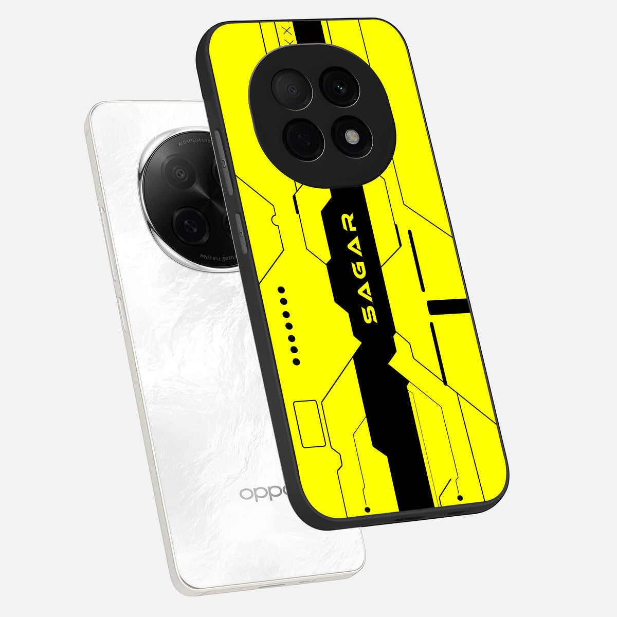 Circuit CYBERPUNK Custom Name phone case For Oppo F29 Pro 5G showing premium glass back cover with detailed artwork