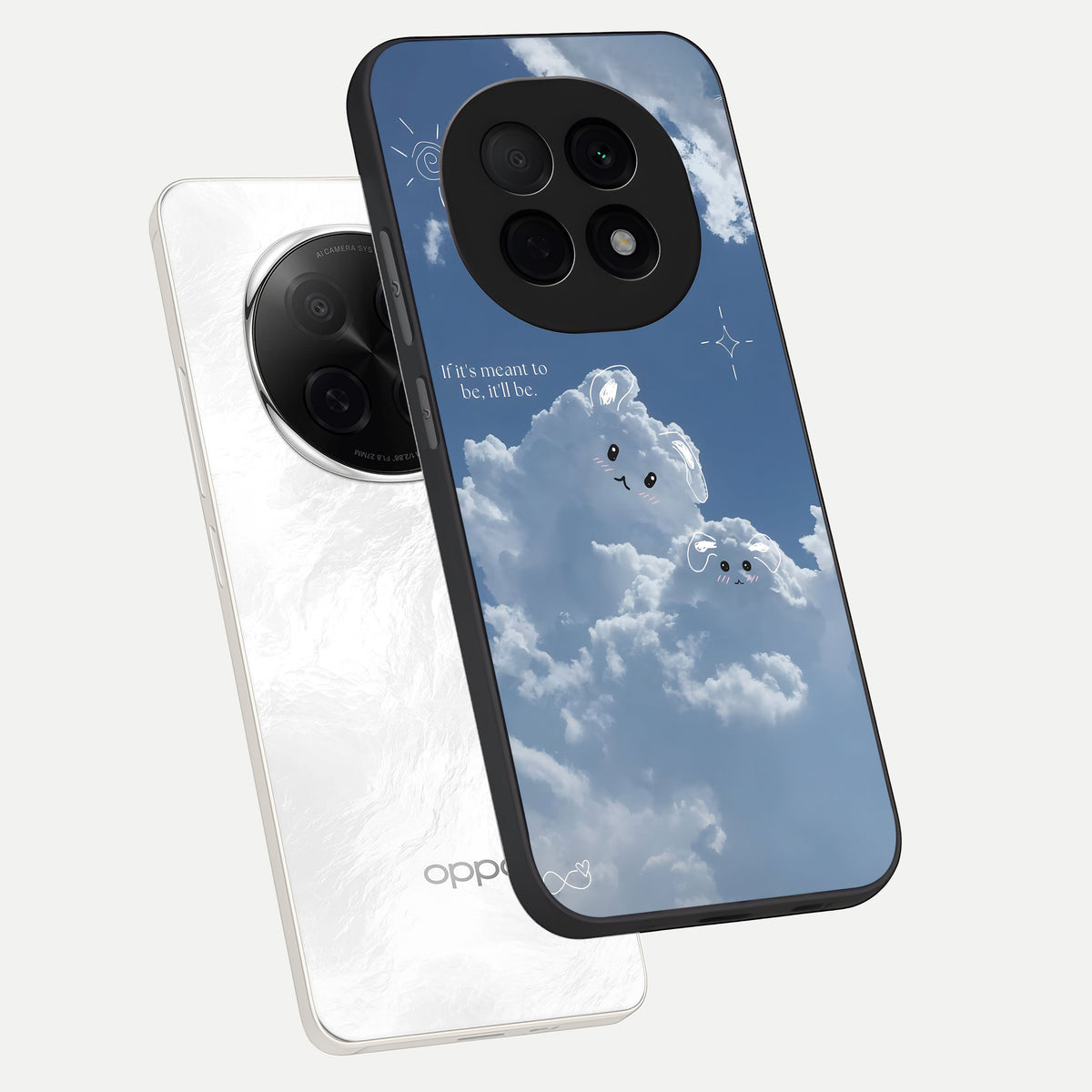  Cloud Bunny Dreams phone case For Oppo F29 Pro 5G showing premium glass back cover with detailed artwork