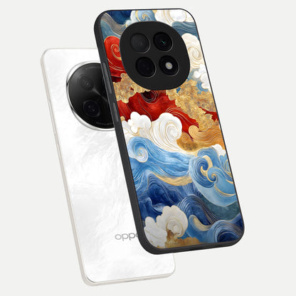  Colored Waves phone case For Oppo F29 Pro 5G showing premium glass back cover with detailed artwork
