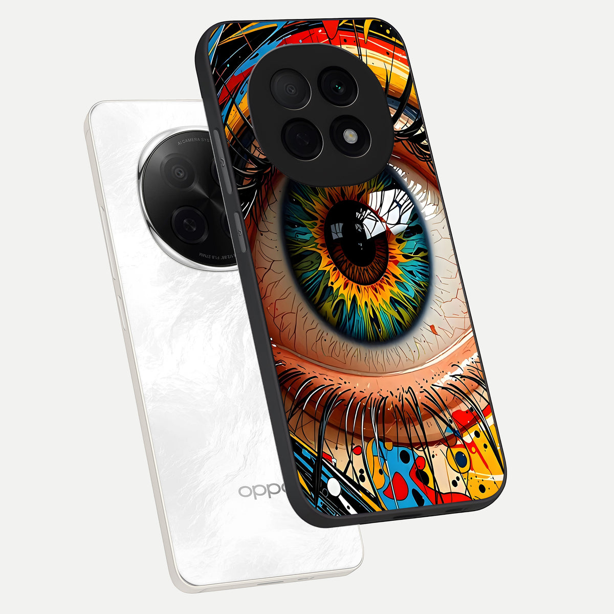  Colorful Eye phone case For Oppo F29 Pro 5G showing premium glass back cover with detailed artwork