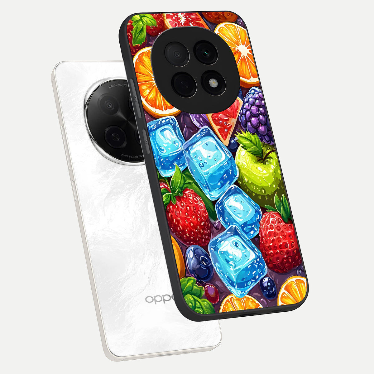  Colorful Fruits with Ice phone case For Oppo F29 Pro 5G showing premium glass back cover with detailed artwork