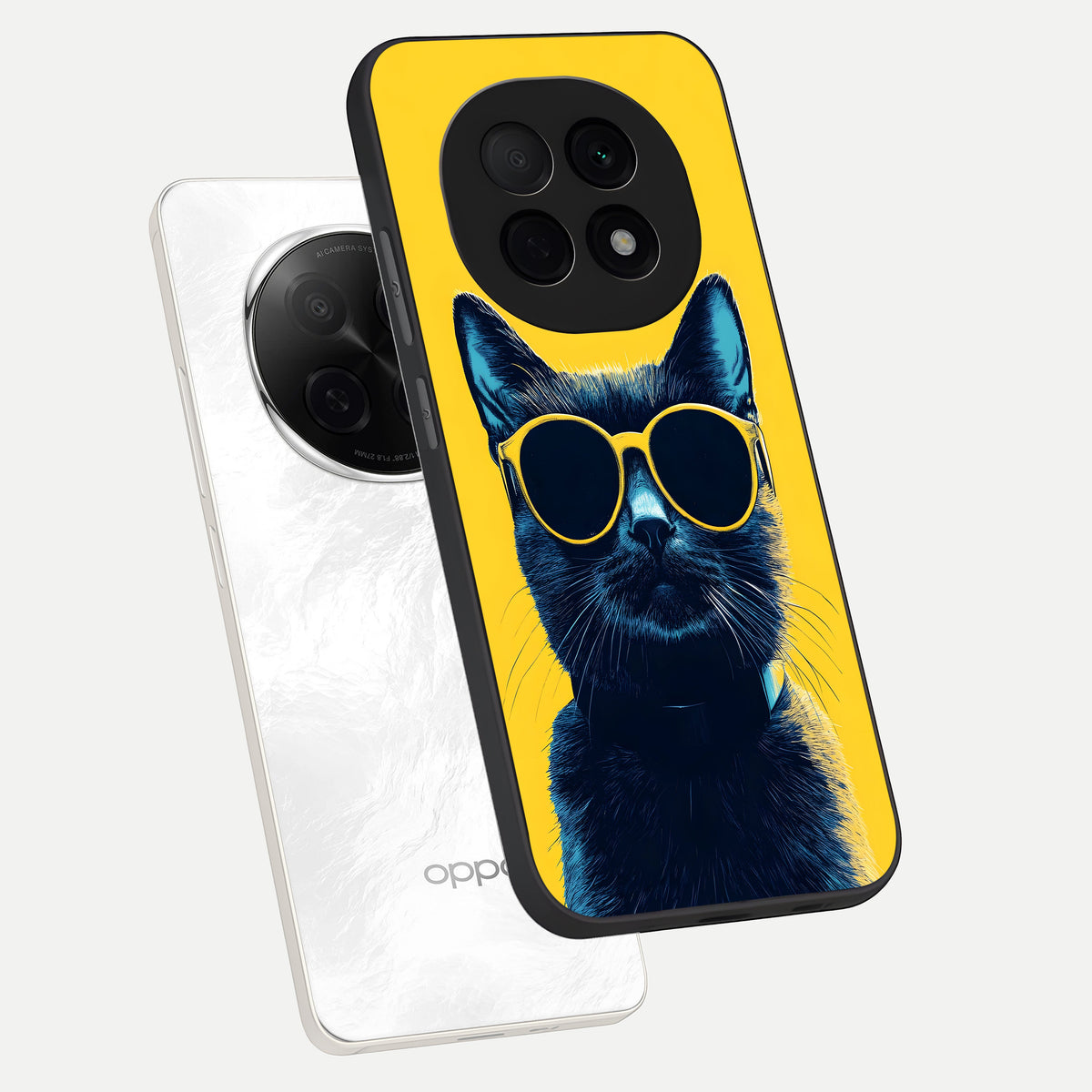  Cool Cat Vibes phone case For Oppo F29 Pro 5G showing premium glass back cover with detailed artwork