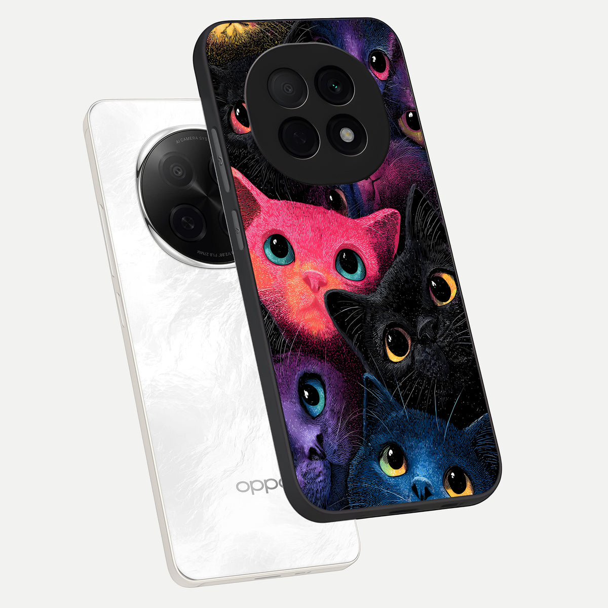  Cosmic Cats Dreams phone case For Oppo F29 Pro 5G showing premium glass back cover with detailed artwork