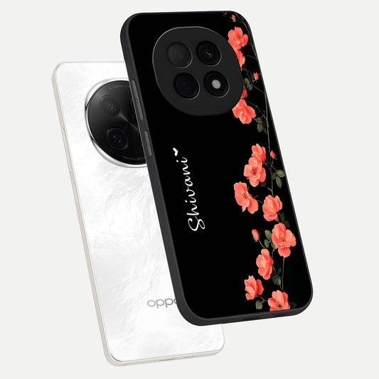  Crimson Bloom Grace Custom Name phone case For Oppo F29 Pro 5G showing premium glass back cover with detailed artwork