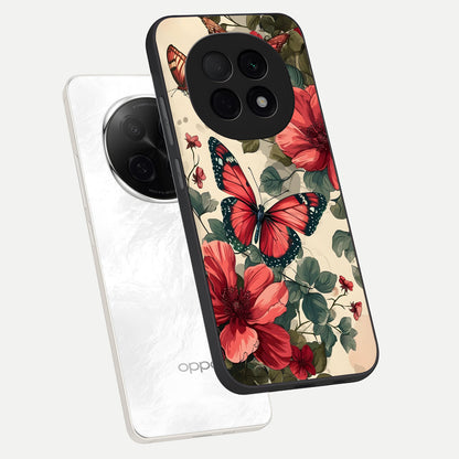  Crimson Butterfly Garden phone case For Oppo F29 Pro 5G showing premium glass back cover with detailed artwork