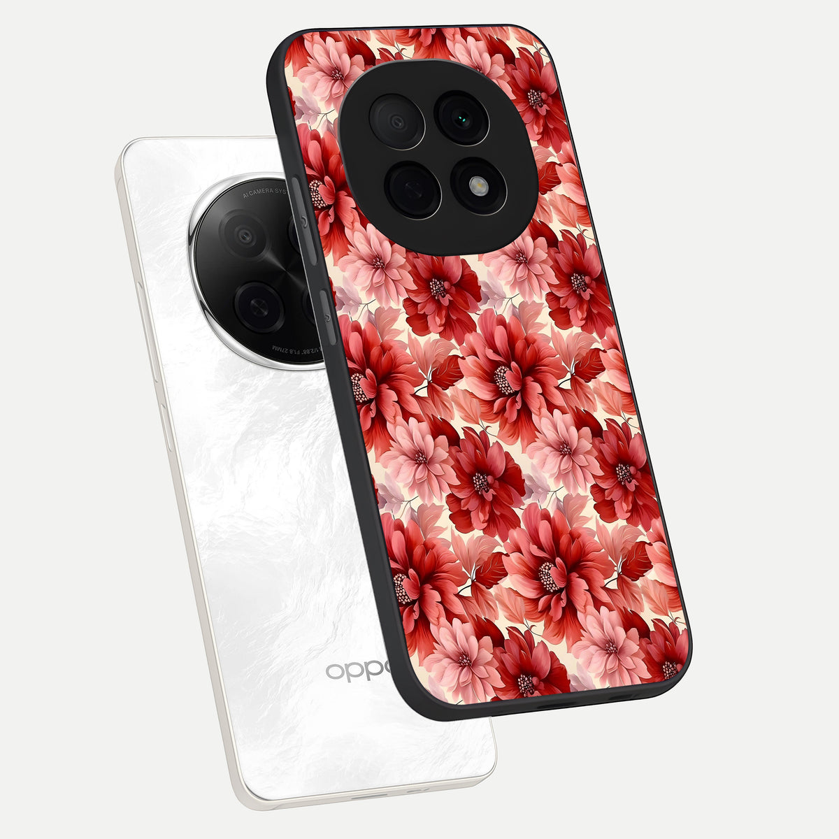  Crimson Love Petals phone case For Oppo F29 Pro 5G showing premium glass back cover with detailed artwork