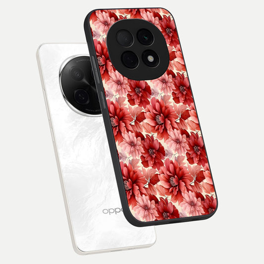  Crimson Love Petals phone case For Oppo F29 Pro 5G showing premium glass back cover with detailed artwork