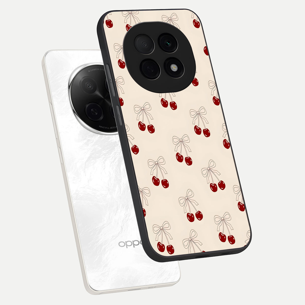  Cute Cherry Pattern phone case For Oppo F29 Pro 5G showing premium glass back cover with detailed artwork
