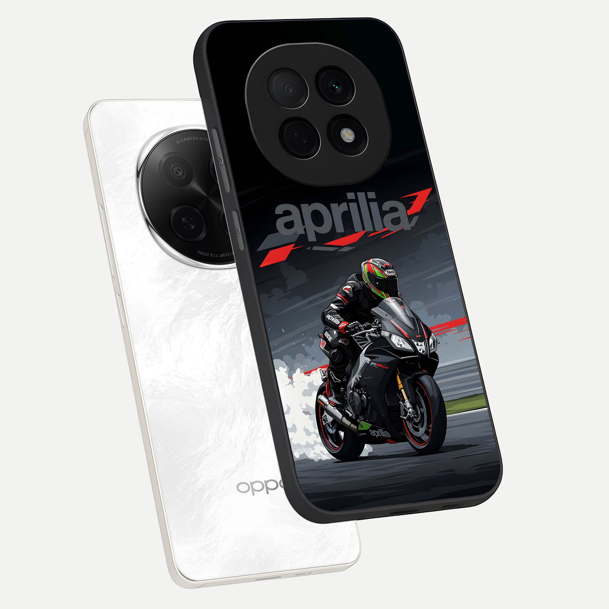 Dark Aprilla phone case For Oppo F29 Pro 5G showing premium glass back cover with detailed artwork