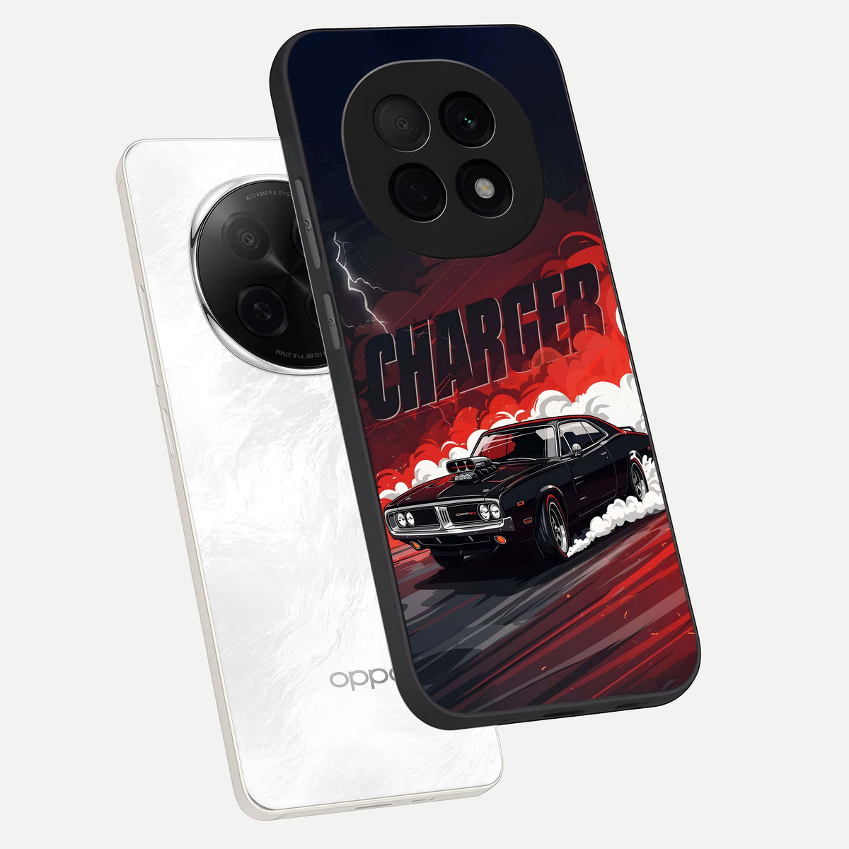  Dark Charger Fury phone case For Oppo F29 Pro 5G showing premium glass back cover with detailed artwork