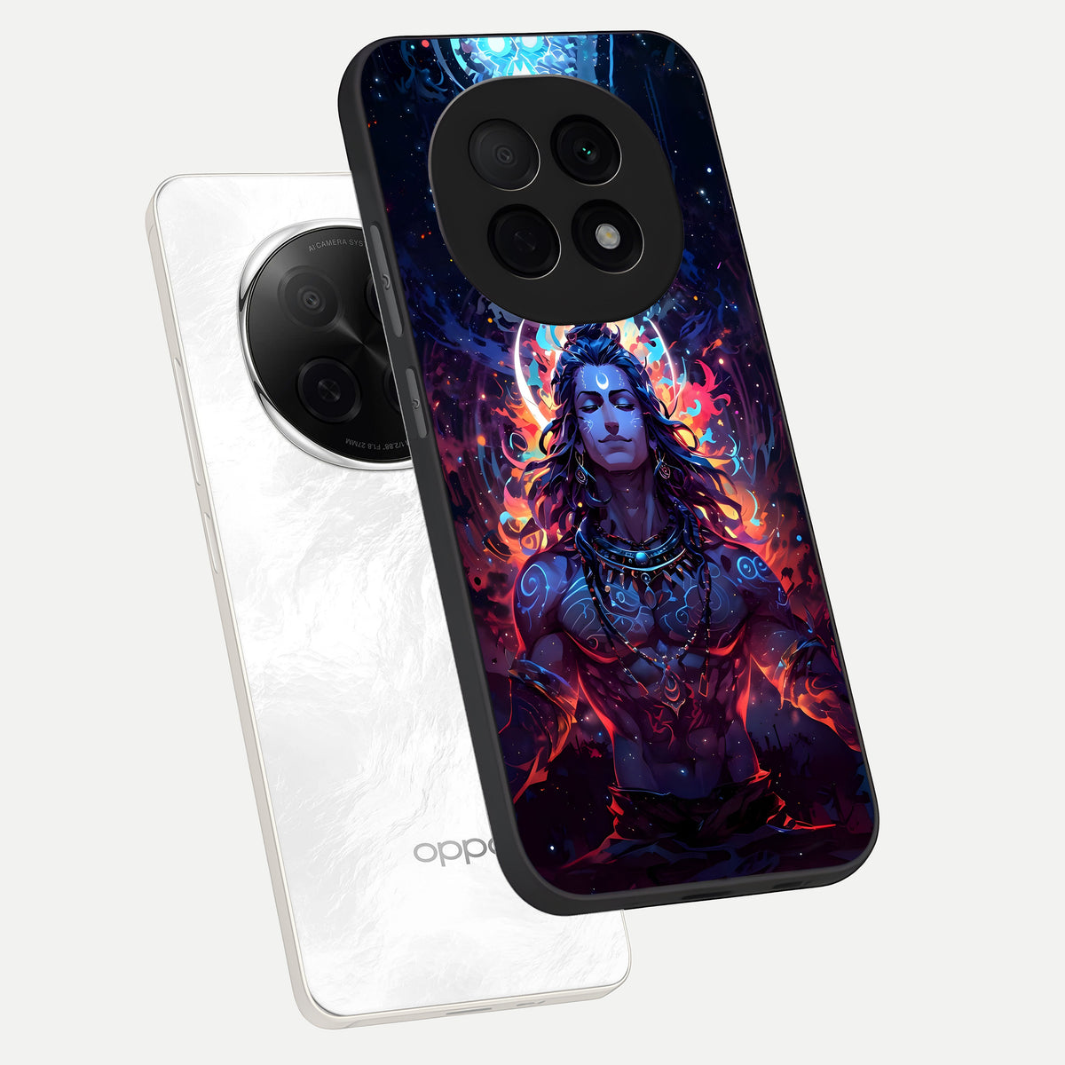  Divine Fire Shiv phone case For Oppo F29 Pro 5G showing premium glass back cover with detailed artwork