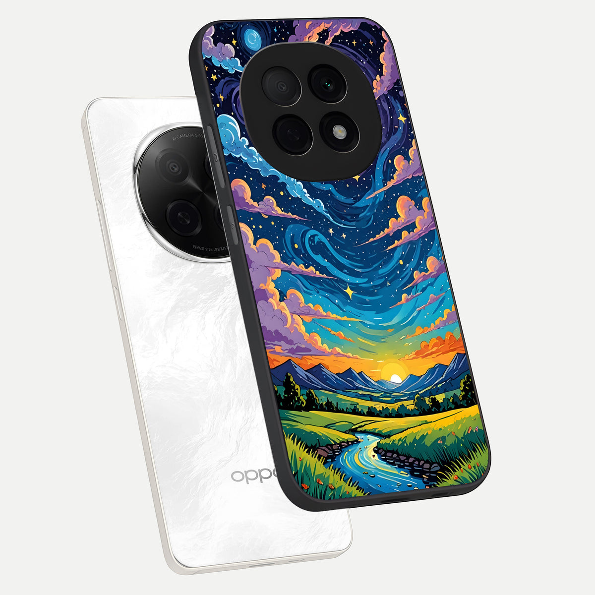  Dreamy Night Landscape phone case For Oppo F29 Pro 5G showing premium glass back cover with detailed artwork