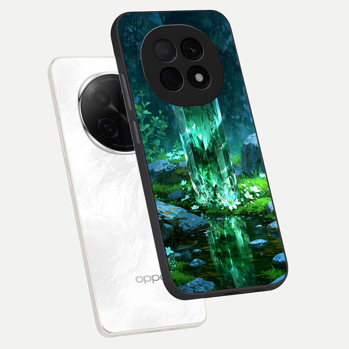  Emerald Light Crystal phone case For Oppo F29 Pro 5G showing premium glass back cover with detailed artwork