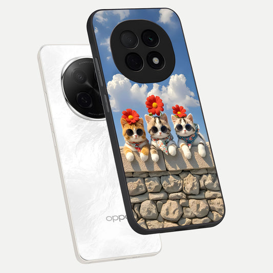  Floral Kitty Squad phone case For Oppo F29 Pro 5G showing premium glass back cover with detailed artwork