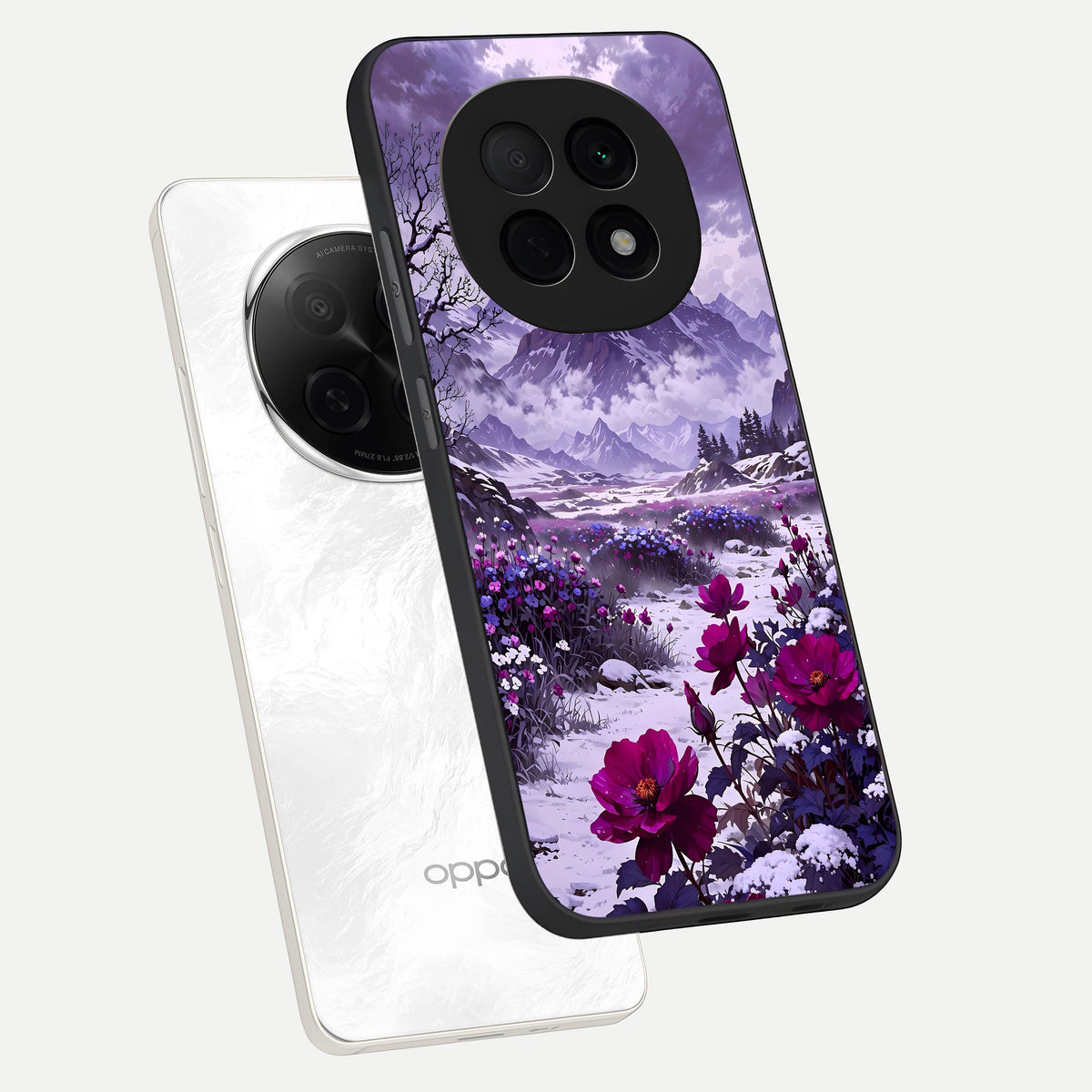  Flower Mountain View phone case For Oppo F29 Pro 5G showing premium glass back cover with detailed artwork