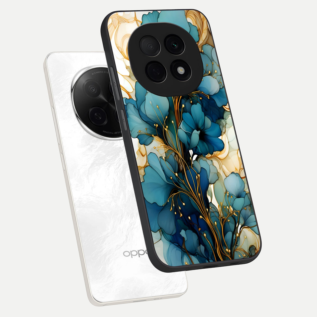  Golden Bloom Symphony phone case For Oppo F29 Pro 5G showing premium glass back cover with detailed artwork