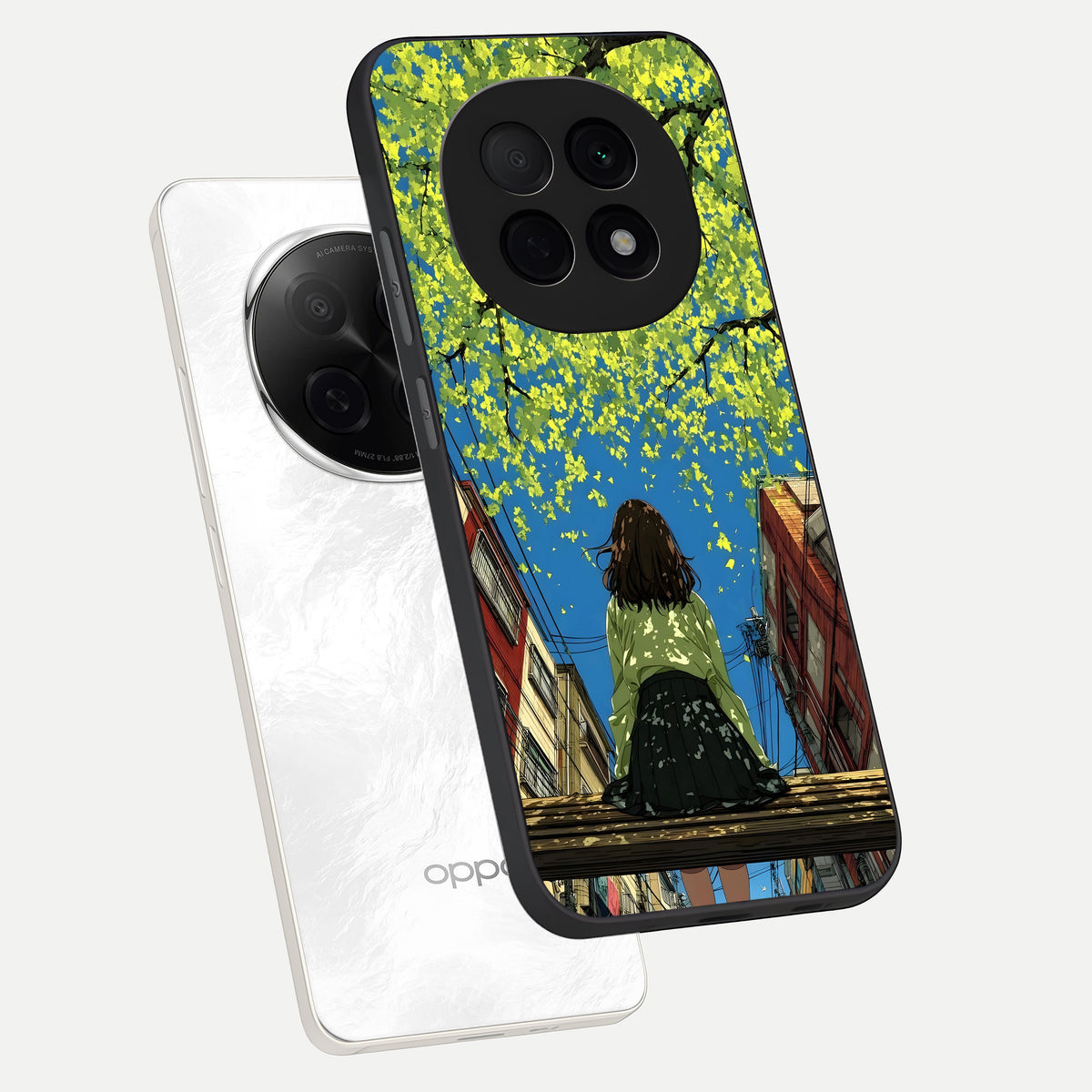  Golden Leaves Glow phone case For Oppo F29 Pro 5G showing premium glass back cover with detailed artwork