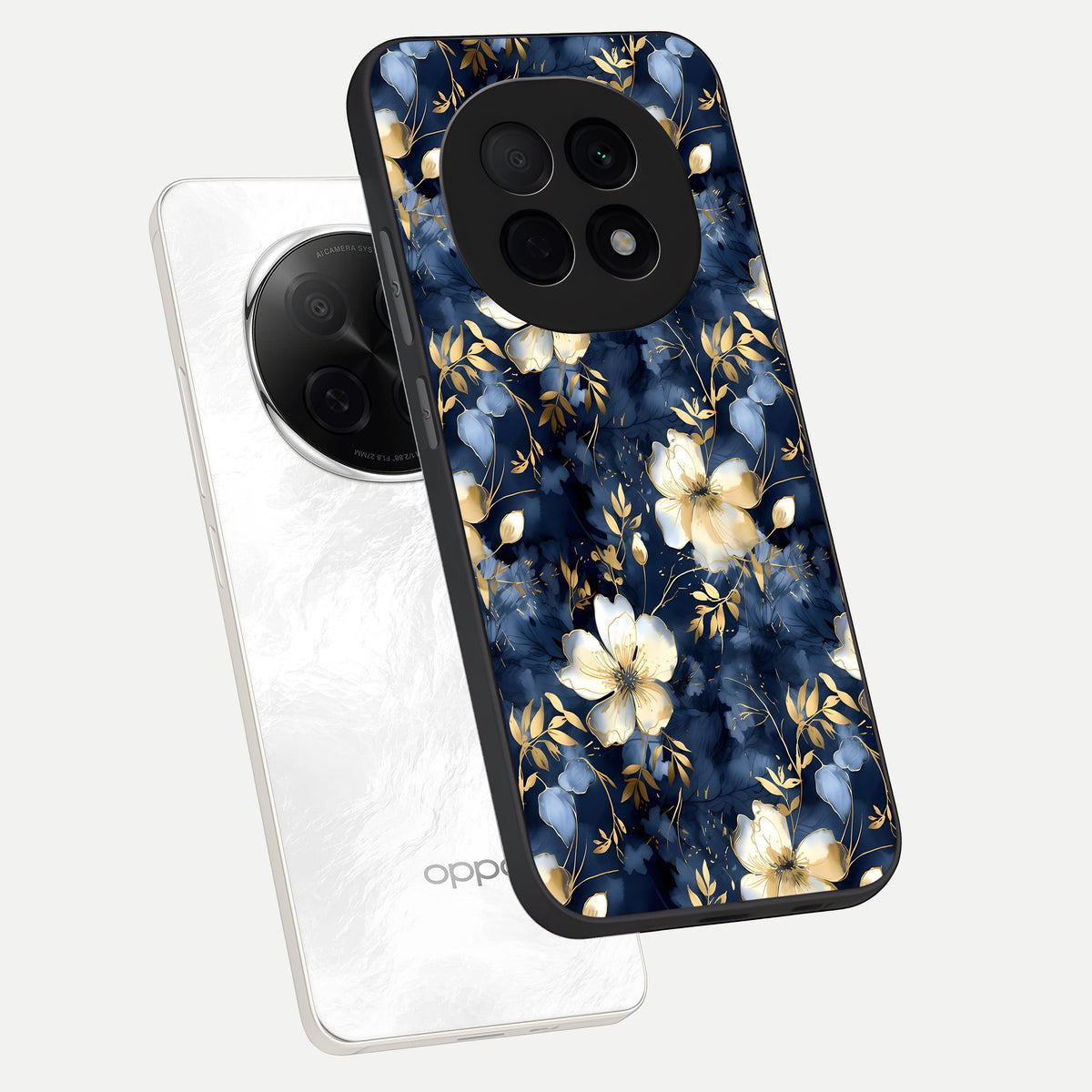  Golden Midnight Bloom phone case For Oppo F29 Pro 5G showing premium glass back cover with detailed artwork