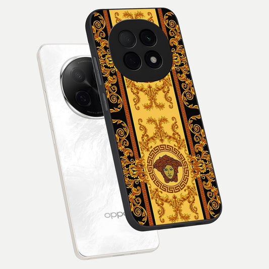  Golden Royal Heritage phone case For Oppo F29 Pro 5G showing premium glass back cover with detailed artwork