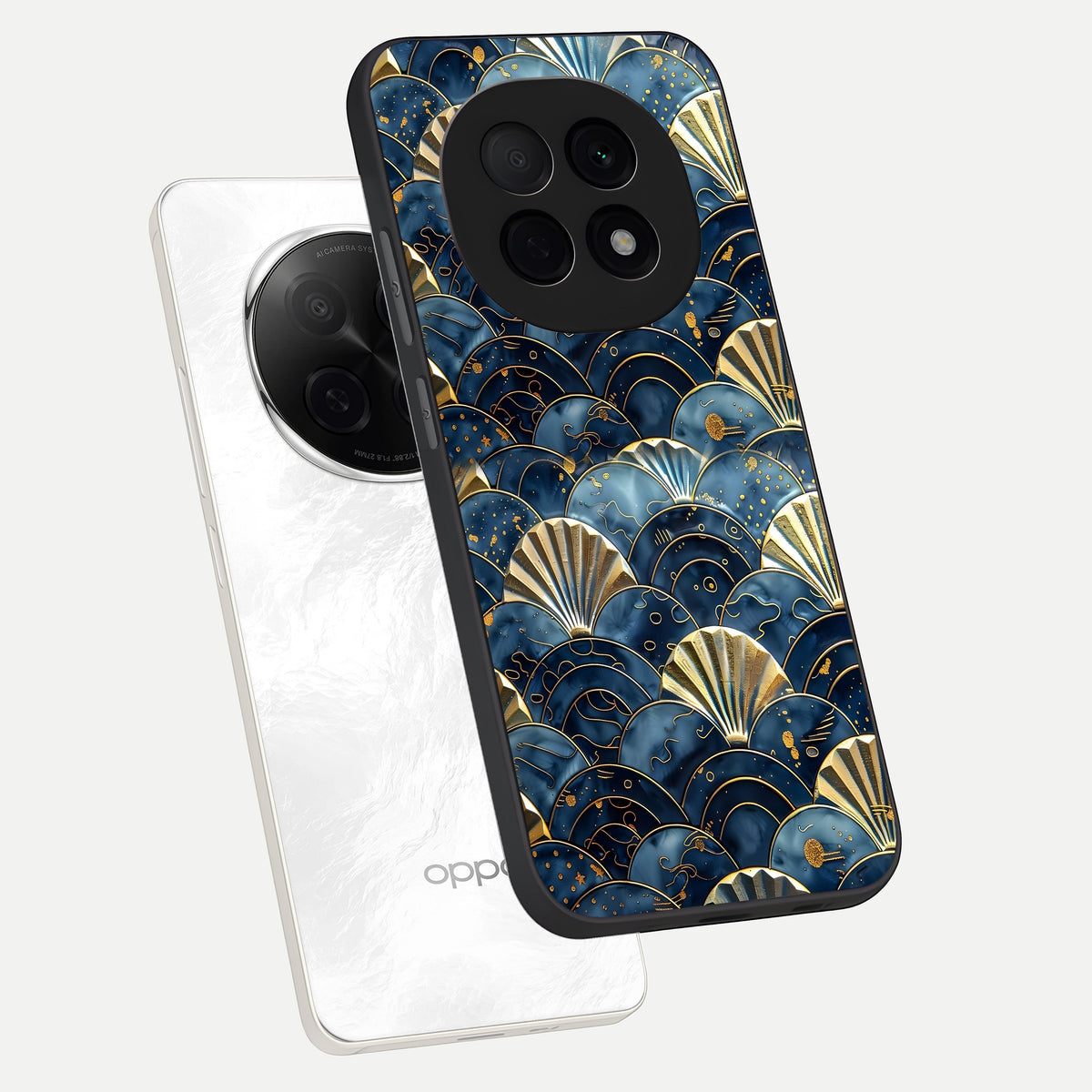  Golden Wave Luxe phone case For Oppo F29 Pro 5G showing premium glass back cover with detailed artwork