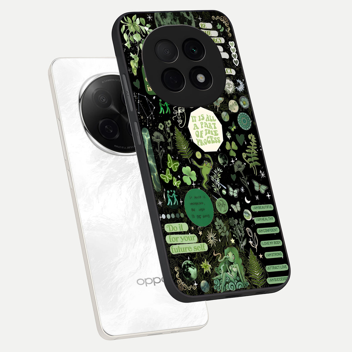  Green Mandala Pattern phone case For Oppo F29 Pro 5G showing premium glass back cover with detailed artwork