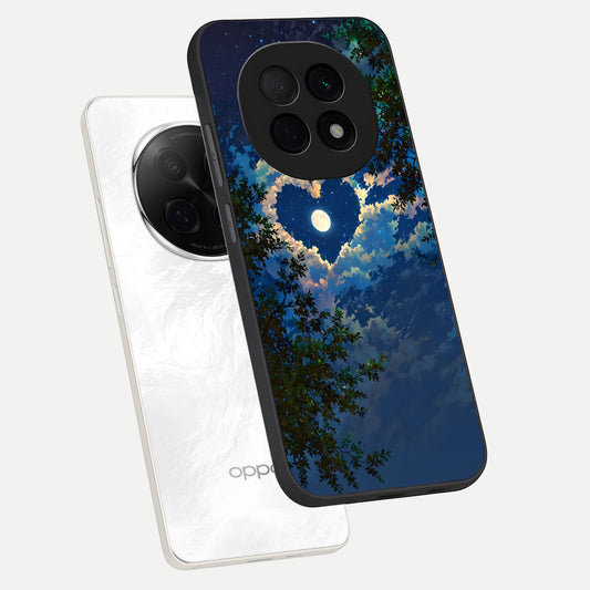  Heart With Moon Sky phone case For Oppo F29 Pro 5G showing premium glass back cover with detailed artwork