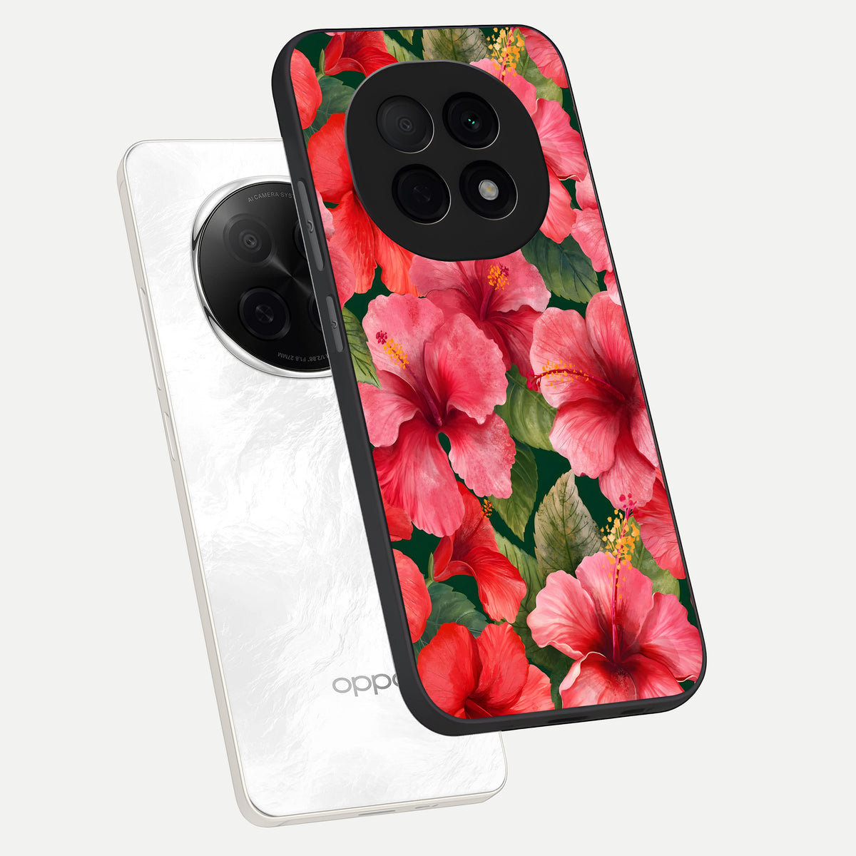  Hibiscus Pattern phone case For Oppo F29 Pro 5G showing premium glass back cover with detailed artwork