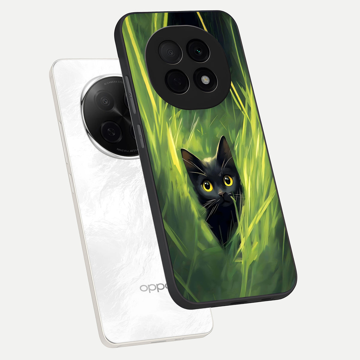  Hidden Cat Whisper phone case For Oppo F29 Pro 5G showing premium glass back cover with detailed artwork
