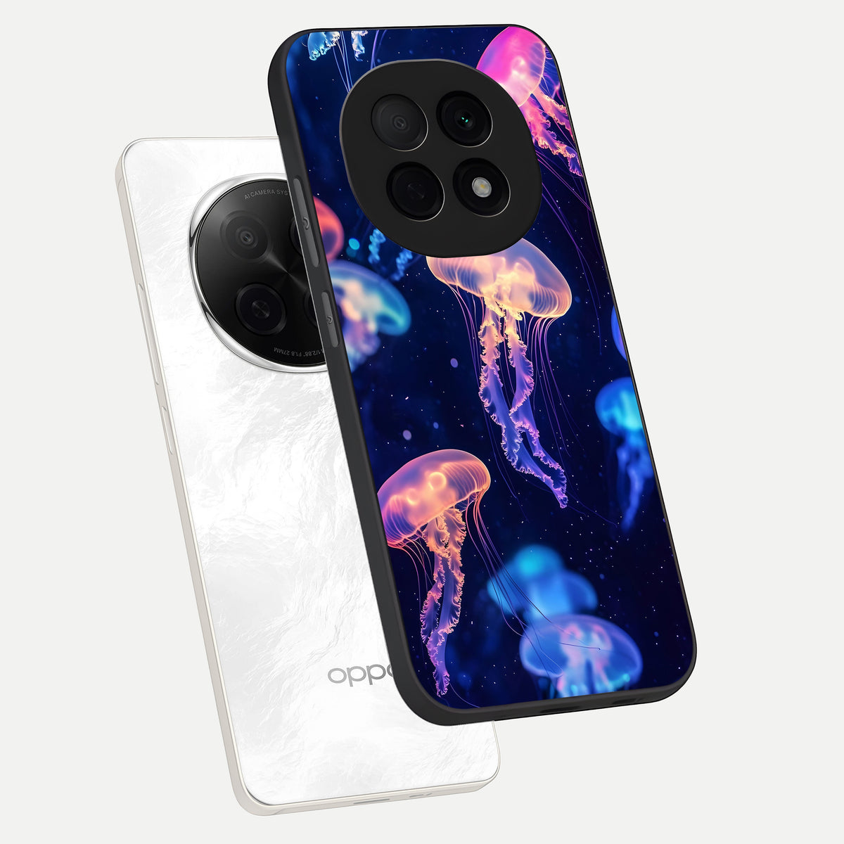  Jellyfish Pattern phone case For Oppo F29 Pro 5G showing premium glass back cover with detailed artwork