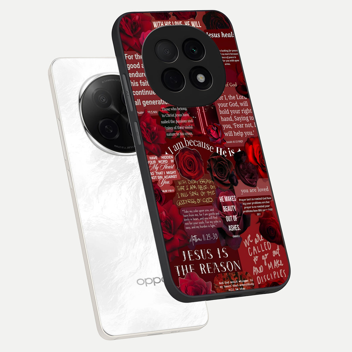  Jesus Love Heals phone case For Oppo F29 Pro 5G showing premium glass back cover with detailed artwork