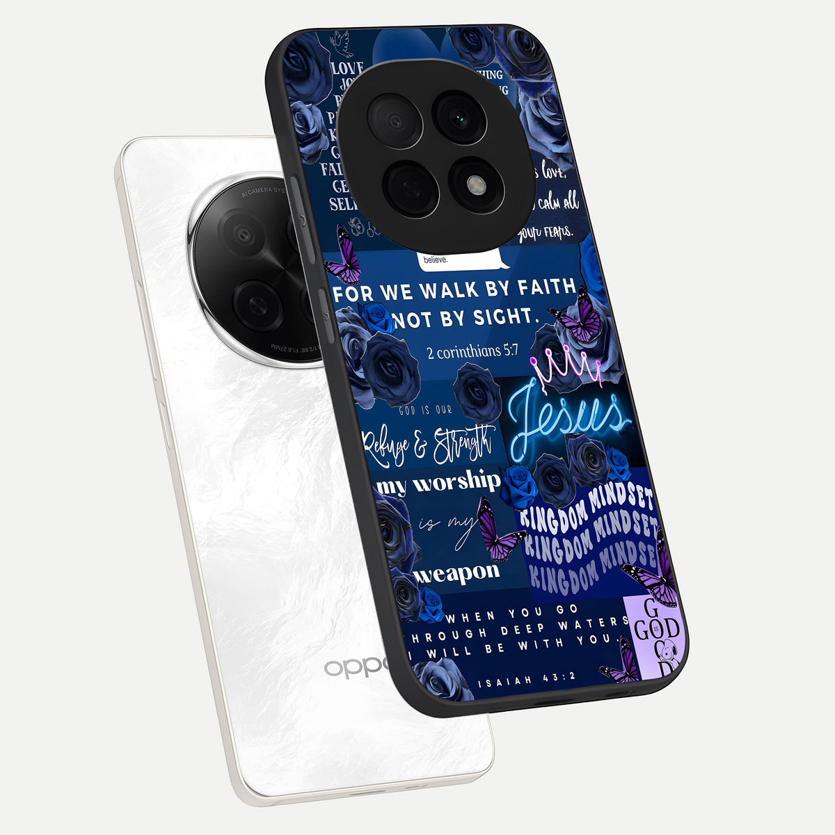  Kingdom Faith Glow phone case For Oppo F29 Pro 5G showing premium glass back cover with detailed artwork
