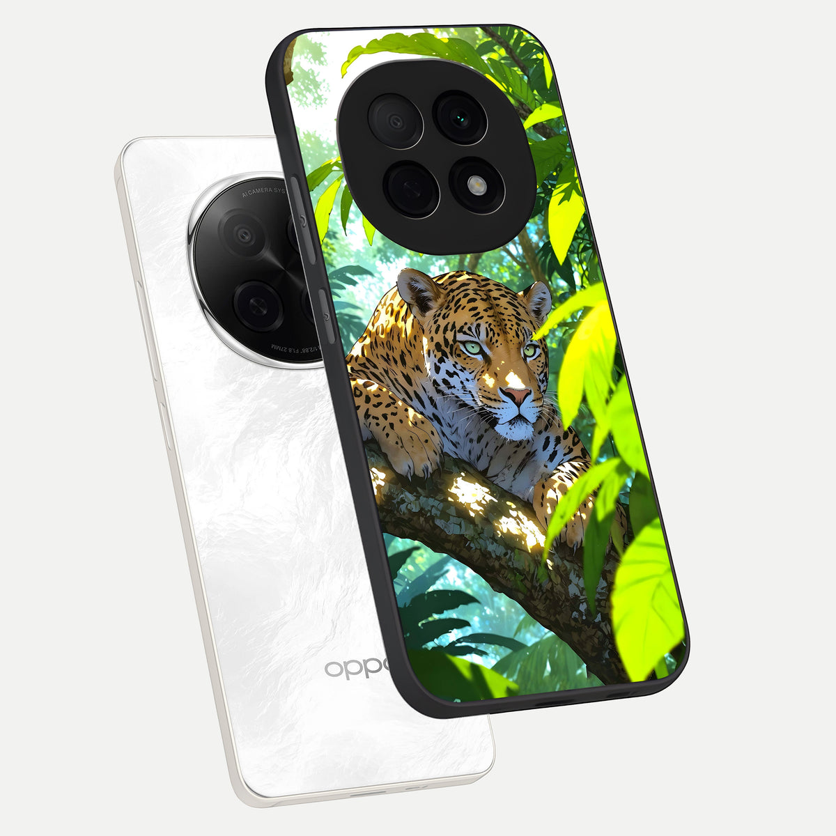  Leopard in Jungle phone case For Oppo F29 Pro 5G showing premium glass back cover with detailed artwork