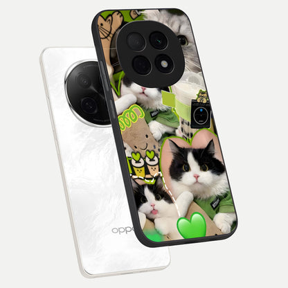  Matcha Cats Mood phone case For Oppo F29 Pro 5G showing premium glass back cover with detailed artwork