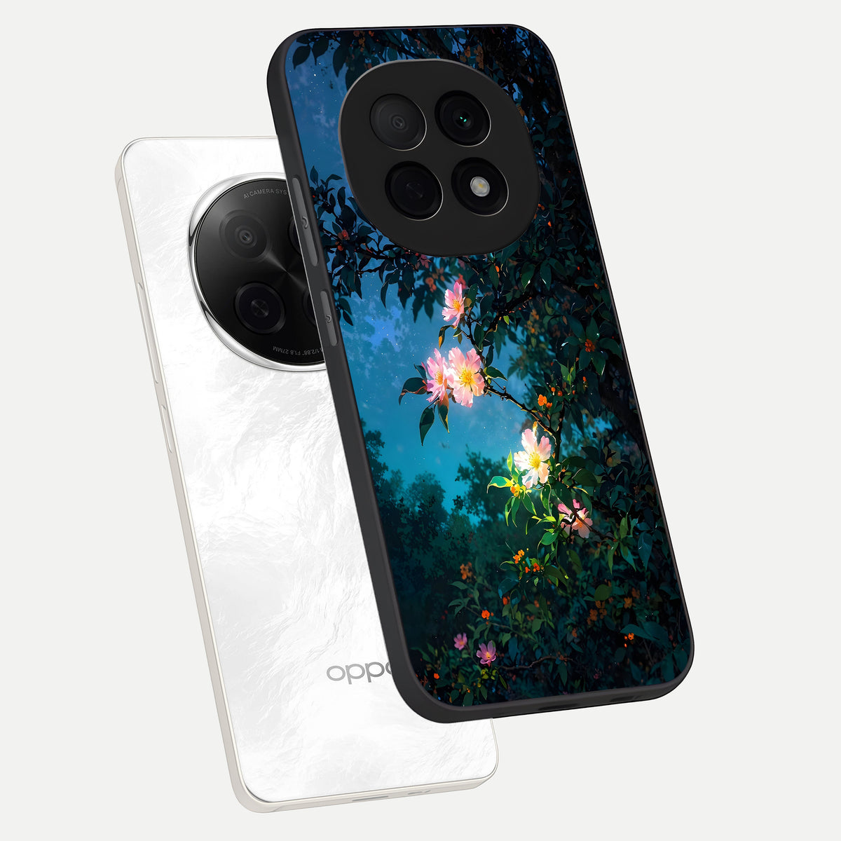  Midnight Bloom Glow phone case For Oppo F29 Pro 5G showing premium glass back cover with detailed artwork