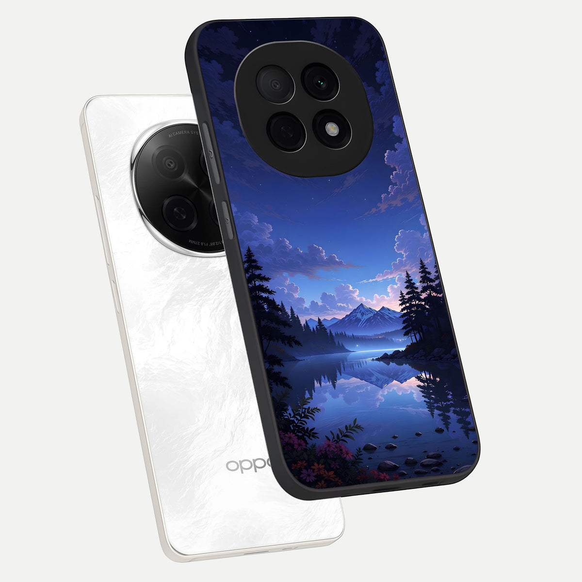  Midnight Lake Peace phone case For Oppo F29 Pro 5G showing premium glass back cover with detailed artwork
