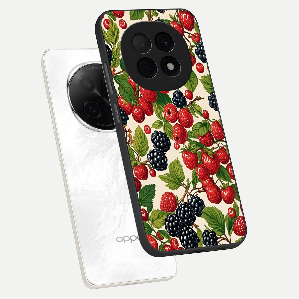  Mixed Berry Collage phone case For Oppo F29 Pro 5G showing premium glass back cover with detailed artwork