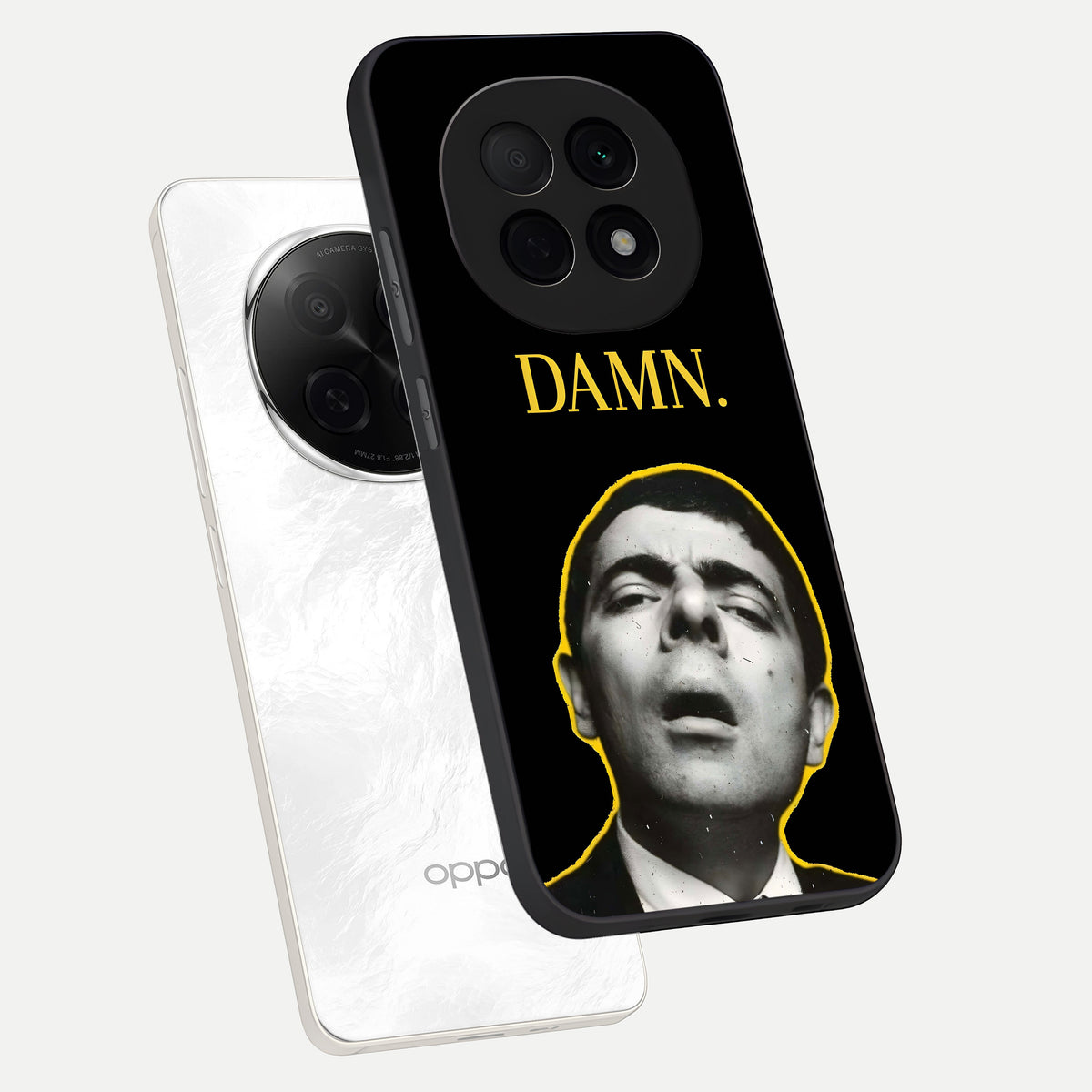  Mr Bean Damn phone case For Oppo F29 Pro 5G showing premium glass back cover with detailed artwork