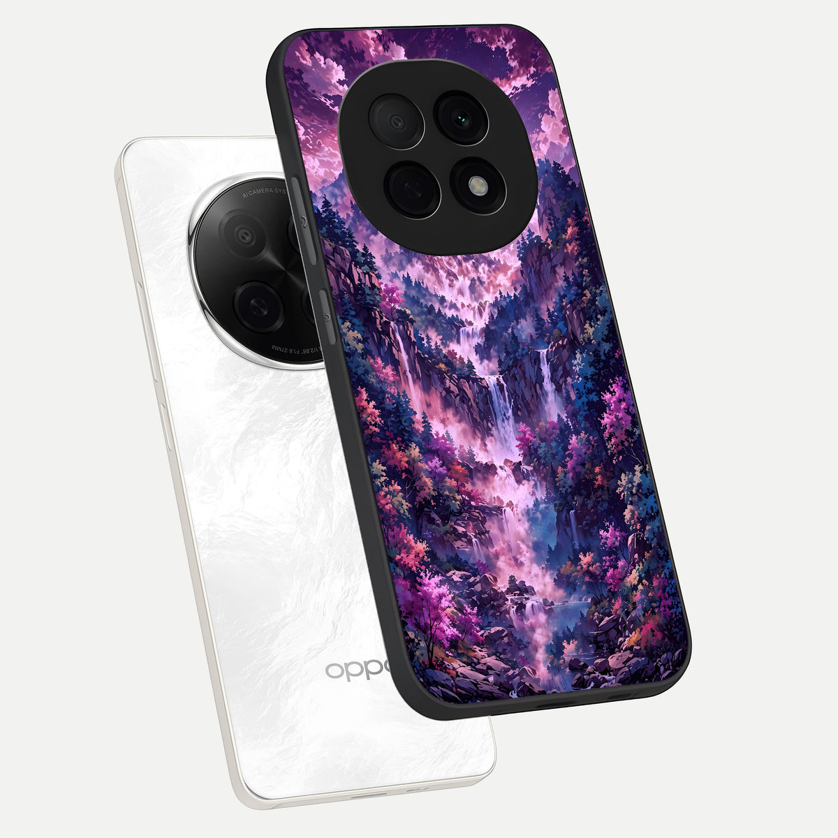  Mystic Cascade Peaks phone case For Oppo F29 Pro 5G showing premium glass back cover with detailed artwork