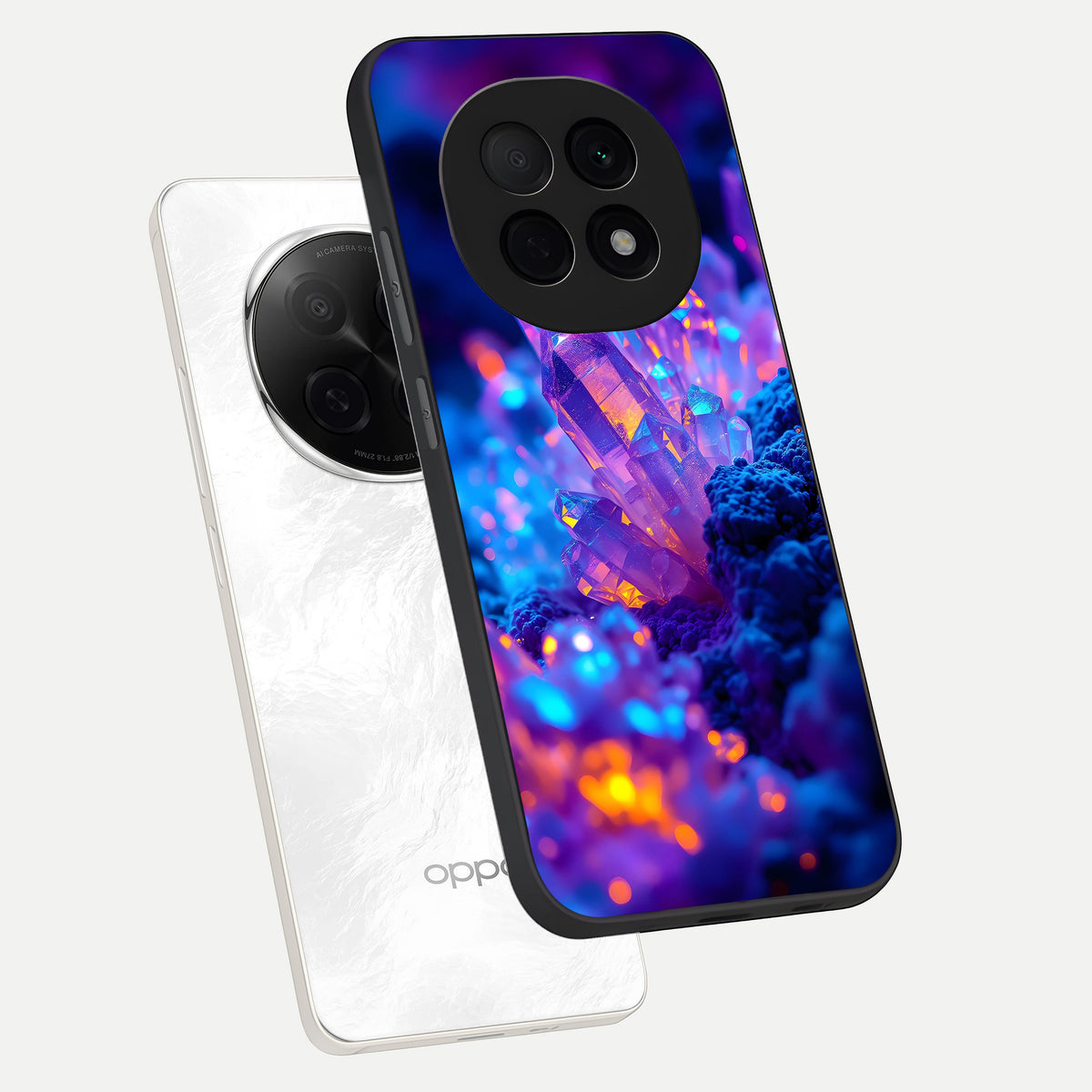  Neon Aura Shards phone case For Oppo F29 Pro 5G showing premium glass back cover with detailed artwork